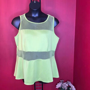 Ashley Stewart Neon Green Peplum Top Size 26